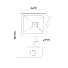 ACA Lightning  LED venkovní reflektor Q 20W/230V/6000K/1760Lm/110°/IP66, pohybový senzor, bílý