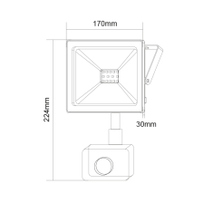 ACA Lightning  LED venkovní reflektor Q 50W/230V/4000K/4250Lm/110°/IP66, pohybový senzor, černý