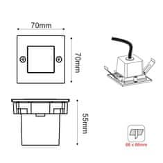 ACA Lightning  LED zápustné nástěnné svítidlo PAS 2W/230V/6000K/100Lm/120°/IP54/IK08, matný nikl, PAS260N