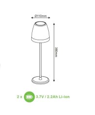 ACA Lightning  Přenosná LED lampička ADRIA 2W/2x baterie Li-ion 3,7V-2,2Ah/3000K/150Lm/40°/IP44, bílá