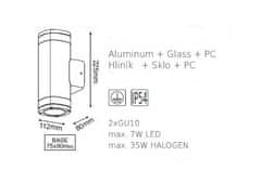 ACA Lightning  Zahradní nástěnné svítidlo ELPIS max. 35W/2xGU10/230V/IP54, tmavě šedé