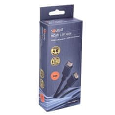 Solight  HDMI kabel s Ethernetem, HDMI 2.0 A konektor - HDMI 2.0 A konektor, blistr, 3m