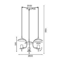 ACA  Závěsné stropní svítidlo PARACHUTE max. 3x 35W/GU10/230V/IP20, černé