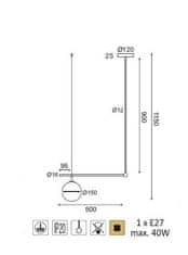 ACA  Stropní závěsné svítidlo THETIS max. 40W/E27/230V/IP20, barva mosazi, V360