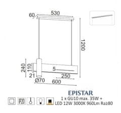 ACA  Závěsné svítidlo LINEA max. 1x35W/GU10 + LED 12W/230V/3000K/960Lm/IP20, černý mramor