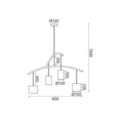 ACA  Závěsné svítidlo ESCALA max. 4x40W/E27/230V/IP20, černé