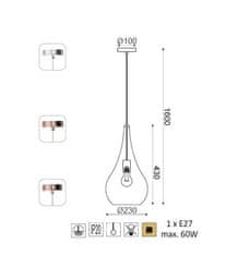 ACA  Závěsné stropní svítidlo PLEIADES max. 60W/E27/230V/IP20, barva mosazi