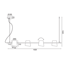 ACA  Závěsné stropní svítidlo AYRAN max. 4x60W/E14/230V/IP20, barva mědi