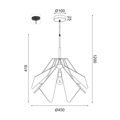 ACA  Závěsné stropní svítidlo ORIGAMI max. 60W/E27/230V/IP20, černé