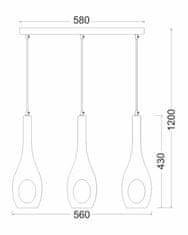 ACA  Závěsné svítidlo CAVE 3x60W/E14/230V/IP20, 58 cm