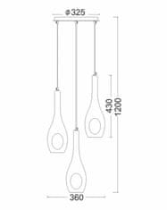 ACA  Závěsné svítidlo CAVE 3x60W/E14/230V/IP20, průměr 36 cm