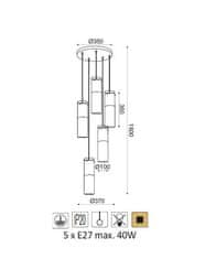 ACA  Závěsné svítidlo DEJAVU max. 5x40W/E27/230V/IP20, barva chromu