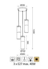 ACA  Závěsné svítidlo DEJAVU max. 3x40W/E27/230V/IP20, barva chromu