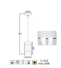 ACA  Závěsné svítidlo MANE max. 60W/E14/230V/IP20, barva chromu