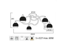 ACA  Stropní svítidlo ALIEN max. 5x60W/E27/230V/IP20, barva mědi