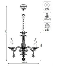 ACA  Křišťálový lustr LOMPELIA max. 3x40W/E14/230V/IP20, barva chromu