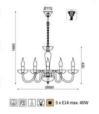 ACA  Křišťálový lustr LUNARIA max. 8x40W/E14/230V/IP20