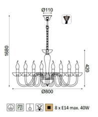 ACA  Křišťálový lustr LUNARIA max. 8x40W/E14/230V/IP20