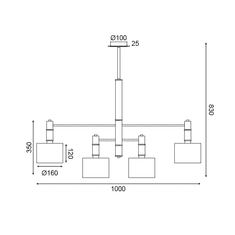 ACA  Závěsné svítidlo MIZAR max. 4x40W/E14/230V/IP20