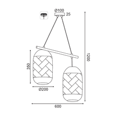 ACA  Závěsné svítidlo COCONUT max. 2x40W/E27/230V/IP20, světlé dřevo