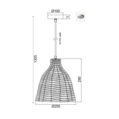 ACA  Závěsné svítidlo OIA max. 60W/E27/230V/IP20, světlé dřevo, KS1820