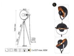 ACA  Stojací lampa CAMARA max. 60W/E27/230V/IP20