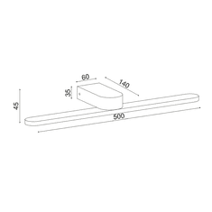 ACA  LED Koupelnové osvětlení zrcadla PHOEBE 16W/230V/3000K/1040Lm/120°/IP44, černá barva