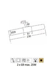 ACA  Nástěnné svítidlo SUEVA max. 2x25W/230V/G9/IP20