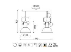 ACA  Retro stropní svítidlo RIVIERA max. 2x60W/E27/230V/IP20, hnědé