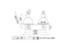 ACA  Retro nástěnné bodové svítidlo THALASSA 2x60W/E27/230V/IP20