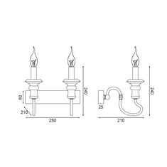 ACA  Nástěnné svítidlo TOULOUSE max. 2x60W/E14/230V/IP20