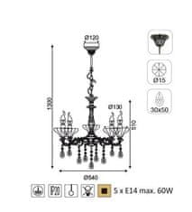 ACA  Závěsné svítidlo SARTO max. 5x60W/E14/230V/IP20