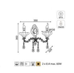 ACA  Nástěnné svítidlo SARTO max. 2x60W/E14/230V/IP20