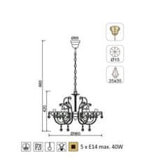 ACA  Závěsné svítidlo FABERGE max. 5x40W/E14/230V/IP20