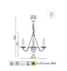 ACA  Závěsné svítidlo GEISHA max. 3x40W/E14/230V/IP20