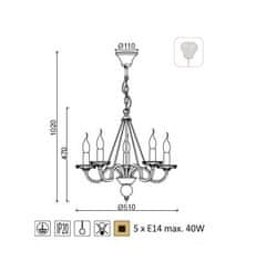 ACA  Závěsné svítidlo GEISHA max. 5x40W/E14/230V/IP20