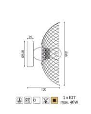 ACA  Nástěnné svítidlo KOBE max. 40W/E27/230V/IP20