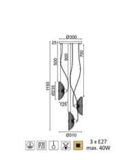 ACA  Závěsné svítidlo KOBE max. 3x40W/E27/230V/IP20