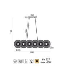 ACA  Závěsné svítidlo KOBE max. 6x40W/E27/230V/IP20