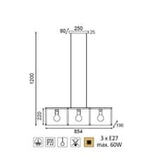 ACA  Závěsné svítidlo MORDOR max. 3x60W/E27/230V/IP20