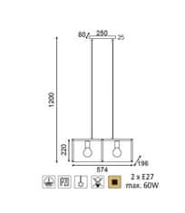 ACA  Závěsné svítidlo MORDOR max. 2x60W/E27/230V/IP20