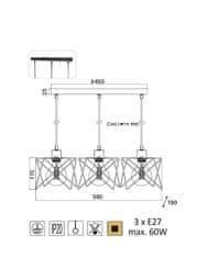 ACA  Závěsné svítidlo ANDY max. 3x60W/E27/230V/IP20