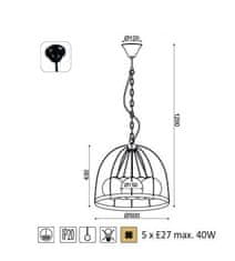 ACA  Závěsné svítidlo CYNTHIA max. 5x40W/E27/230V/IP20