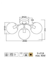 ACA  Stropní svítidlo BOMBAY max. 3x40W/E14/230V/IP20
