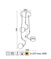 ACA  Závěsné svítidlo PUEBLOS max. 3x40W/E27/230V/IP20