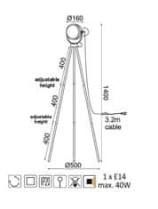 ACA  Stojací lampa HARLEY max. 40W/E14/230V/IP20, černá