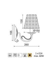 ACA  Nástěnné svítidlo EDAM max. 60W/E14/230V/IP20