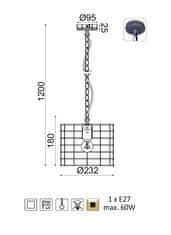 ACA  Závěsné svítidlo DUBLIN max. 60W/E27/230V/IP20