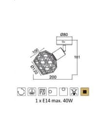 ACA  Přisazené bodové svítidlo ALADDIN max. 40W/E14/230V/IP20, barva mědi