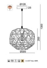 ACA  Závěsné svítidlo ALADDIN max. 60W/E27/230V/IP20, barva mědi